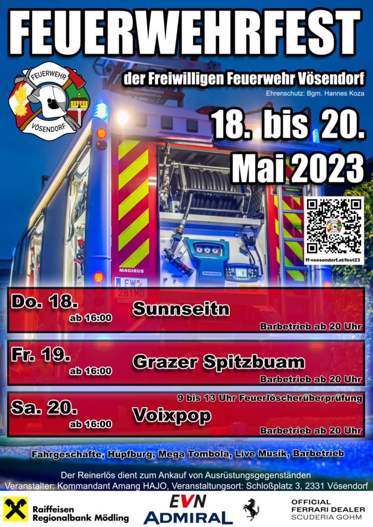 Plakat Feuerwehrfest Vösendorf 2023